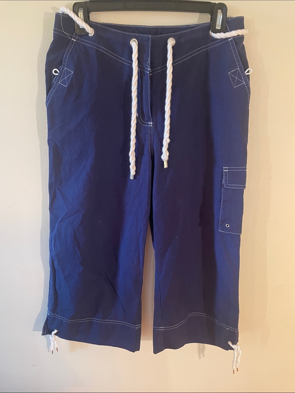 Lauren Ralph Lauren Navy Rope-Drawstring Cargo Capris